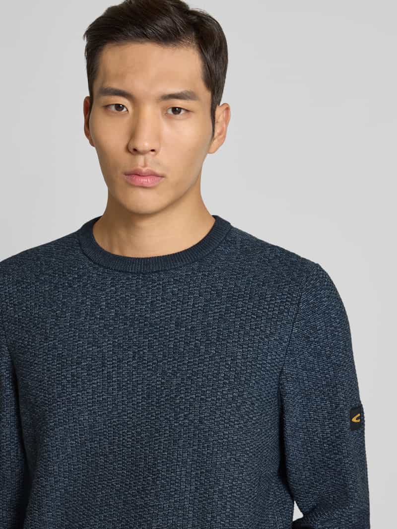 camel active Gebreide pullover met ronde hals en labeldetails