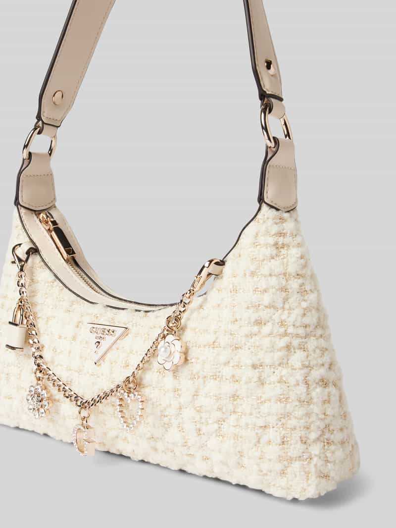 Guess Schoudertas in bouclélook met schakelkettingen model 'Everlee'
