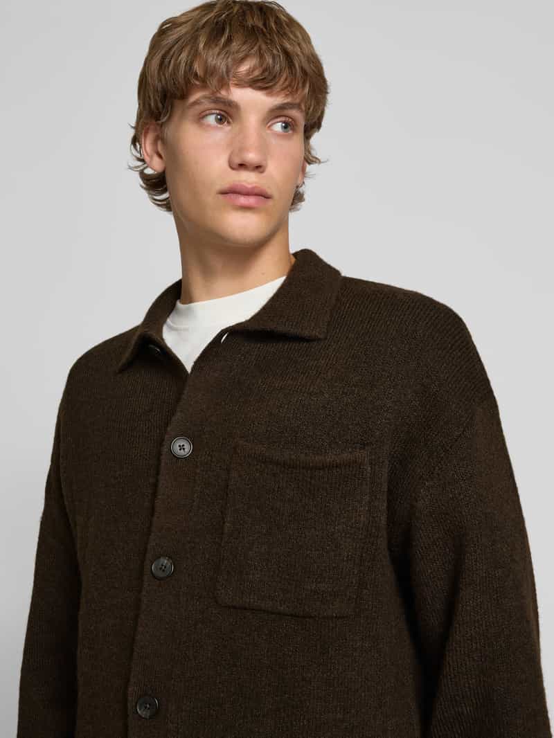 Jack & Jones Premium Gebreid jack met platte kraag en borstzak