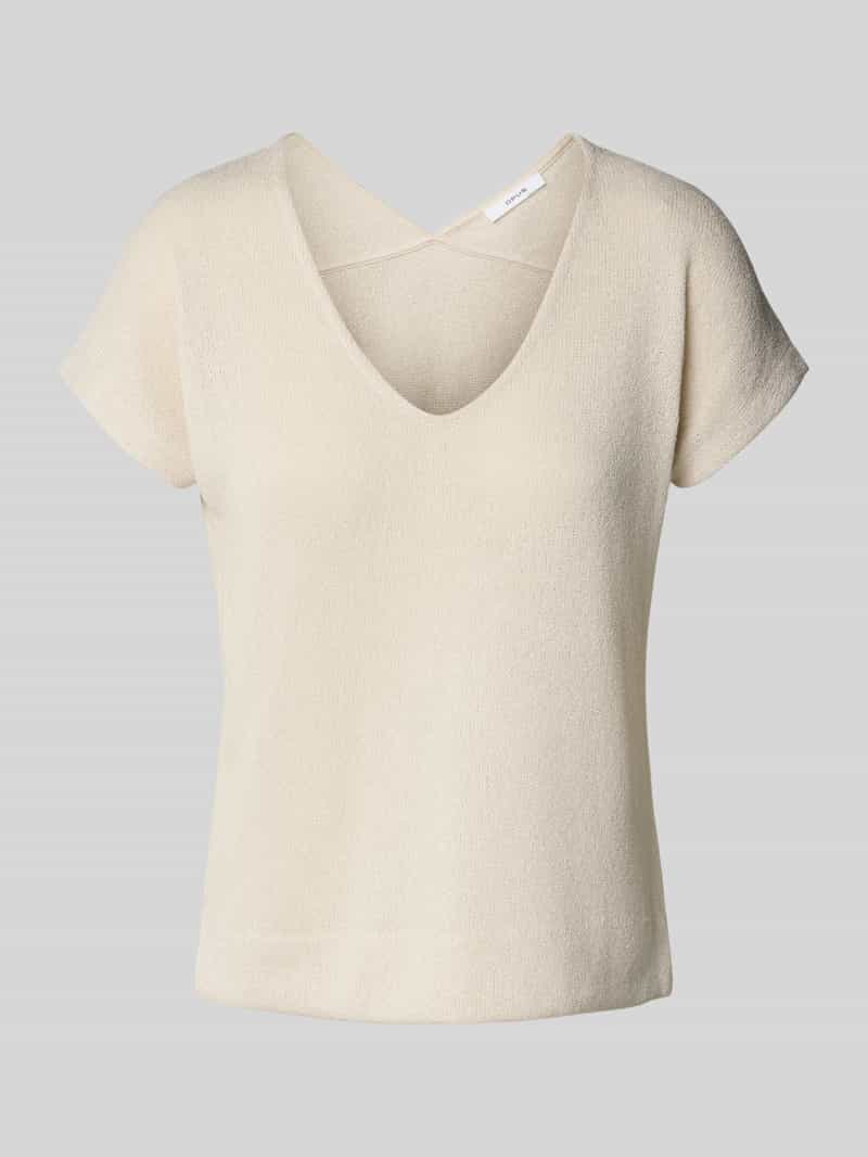 Opus Gebreid shirt met V-hals model 'Sirukus'