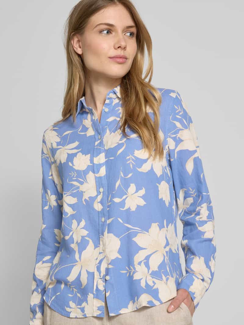 Gant Regular fit blouse van een mix van linnen en viscose met knoopsluiting