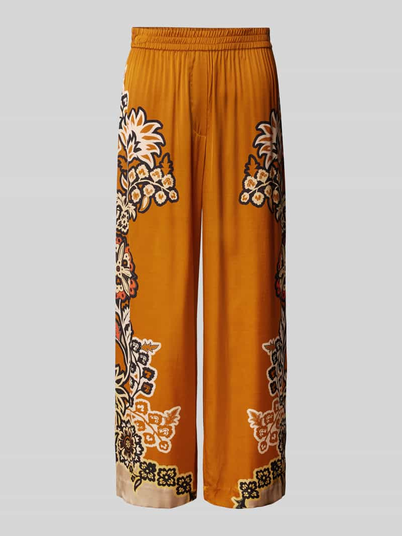 Marc Cain Wide leg stoffen broek met bloemenprint