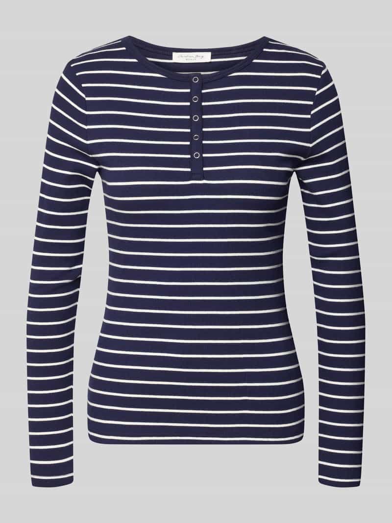 Christian Berg Woman Slim fit shirt met lange mouwen van katoenmix met korte knoopsluiting