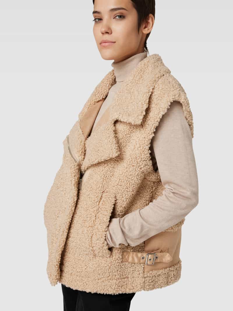 Esprit Gilet van teddybont met reverskraag