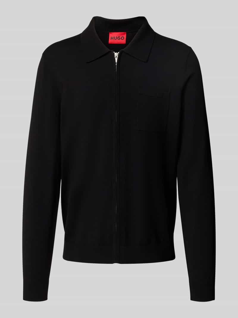 HUGO Regular fit gebreid jack van viscosemix model 'SAN JEAN'