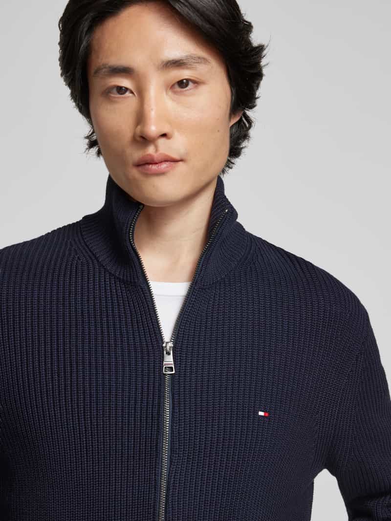 Tommy Hilfiger Gebreid jack met geribde opstaande kraag