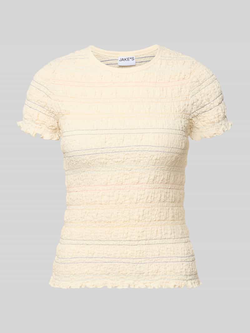 T-shirt met smokelementen en geschulpte zoom