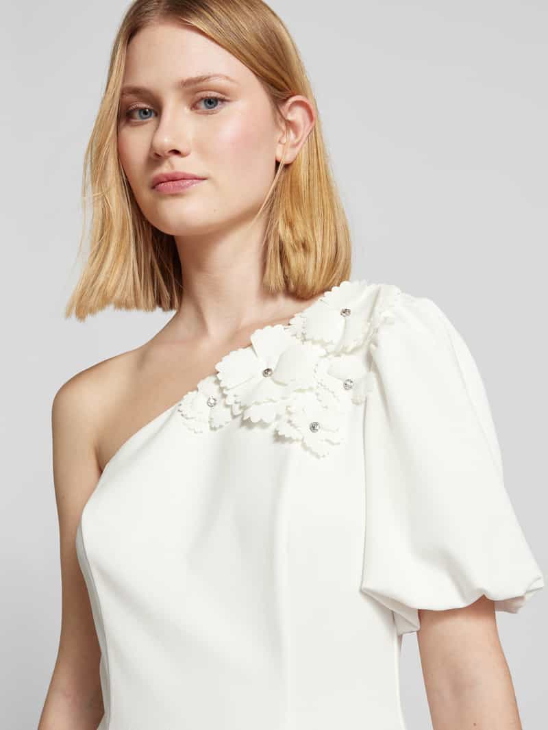 Adrianna Papell Knielange cocktailjurk met bloemenapplicaties