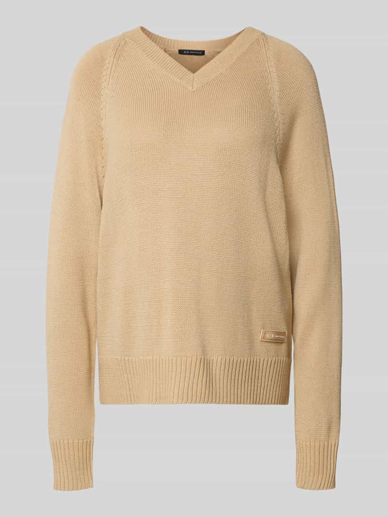 Armani Exchange Gebreide pullover van een mix van lanawol met V-hals
