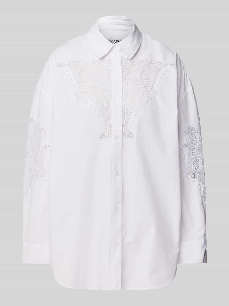 Essentiel Antwerp Oversized overhemdblouse met kant model 'Hoofd'