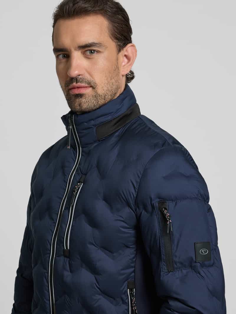 Tom Tailor Regular fit gewatteerd jack met opbergbare capuchon in de kraag