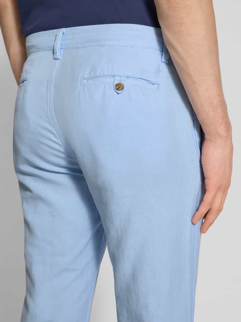 Polo Ralph Lauren Regular fit linnen broek met knoop- en ritssluiting