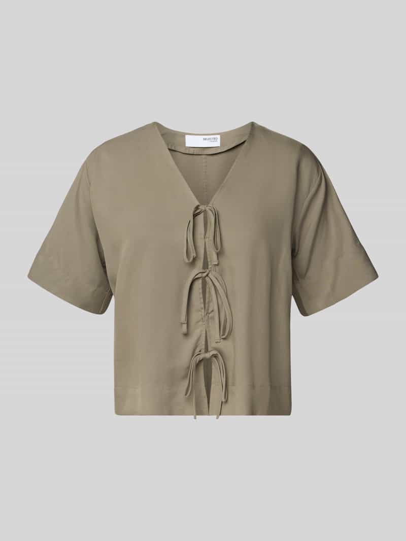 Selected Femme Blouseshirt met vetersluiting model 'NATUK'