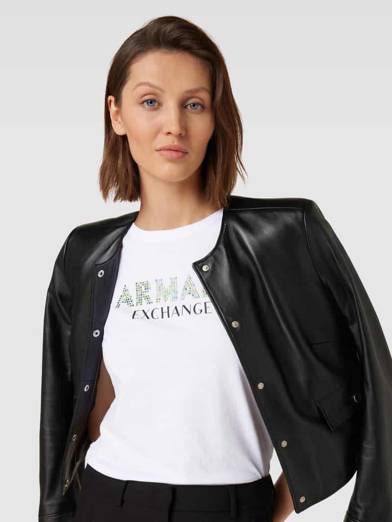 Armani Exchange T-shirt met label met siersteentjes