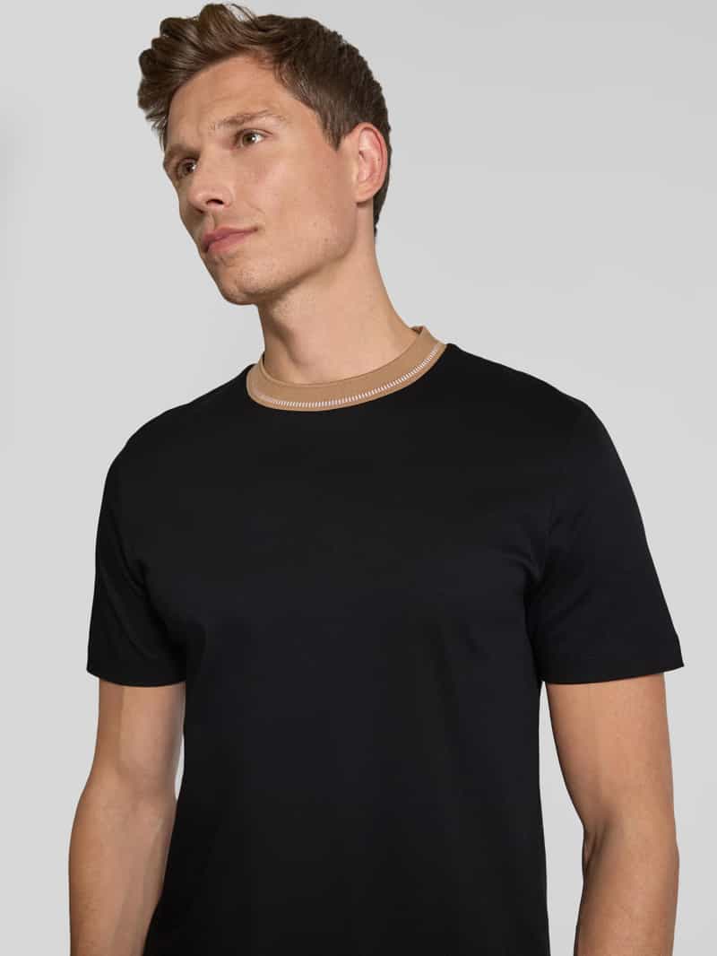 Boss T-shirt met geribde ronde hals model 'Tessler'