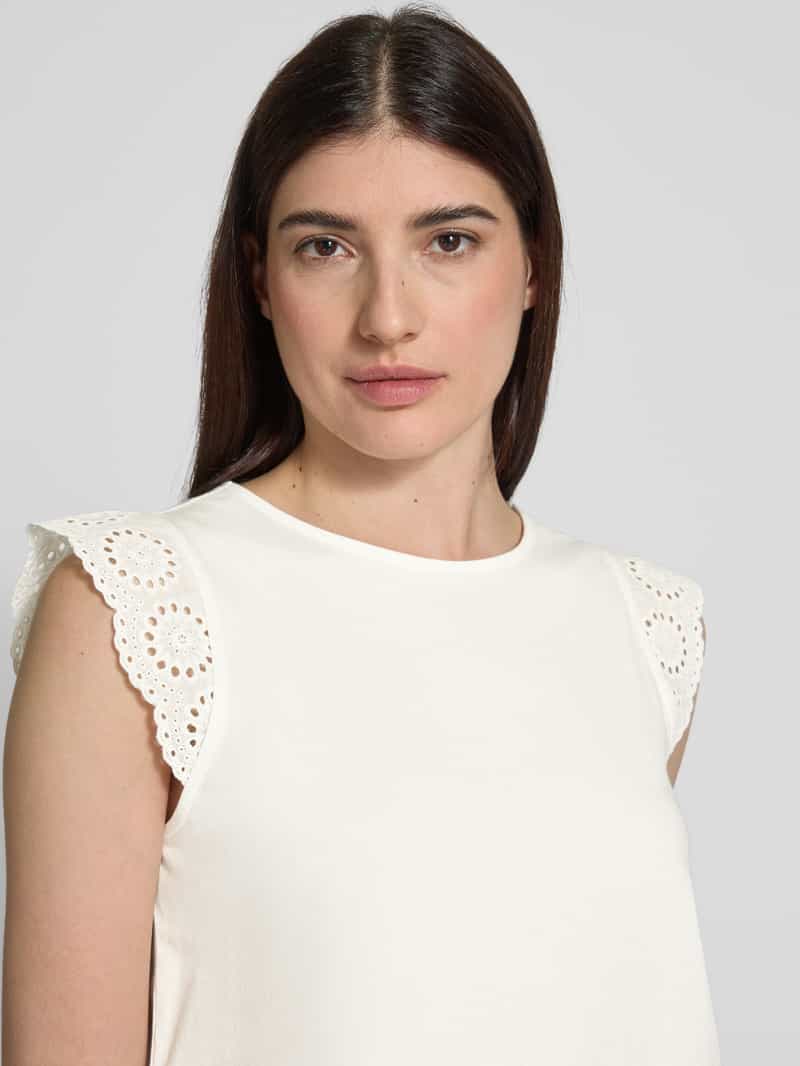Vero Moda Regular fit T-shirt met broderie anglaise model 'EMIlY'