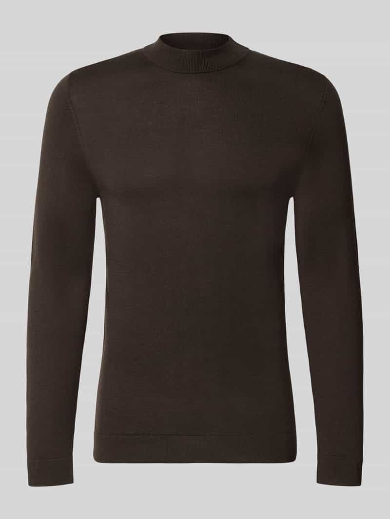 DRYKORN Slim Fit Longsleeve aus reiner Schurwolle Modell 'Arwon' in Dunkelbraun, Größe L 2115350L