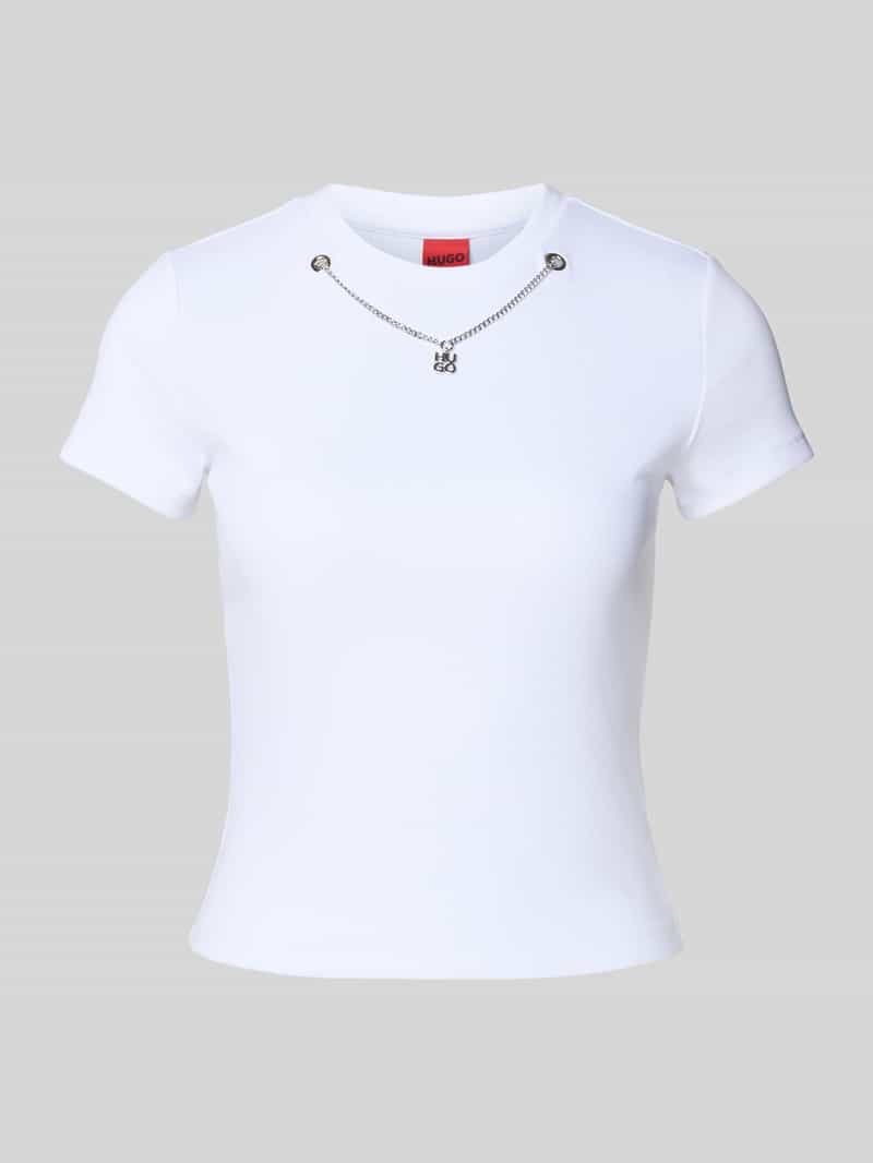 HUGO Slim fit T-shirt van katoenmix model 'DANNECY'