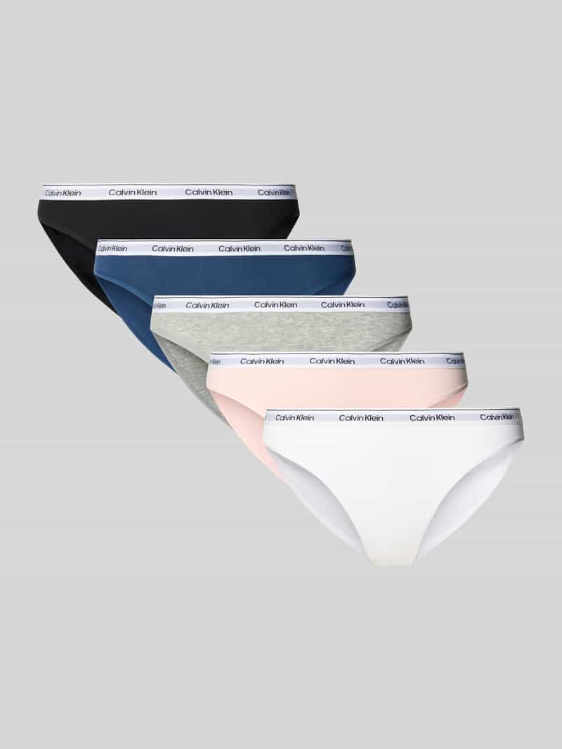 Calvin Klein Underwear Slip met logostitching in een set van 5 stuks model 'Bikini'