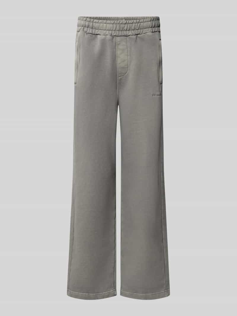 Loose fit sweatpants van katoenmix met labeldetail