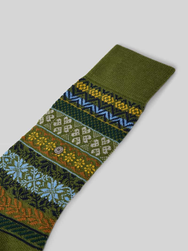 Burlington Sokken van scheerwolmix model 'Country Fair Isle'