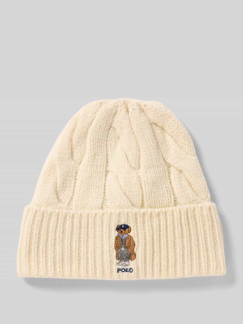 Polo Ralph Lauren Wollen muts met motiefstitching model 'FALL BEAR'