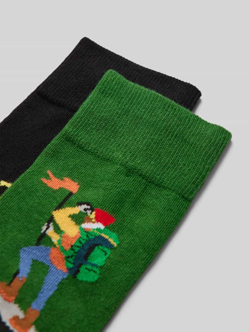 Christian Berg Men Sokken met motiefstitching in een set van 2 paar