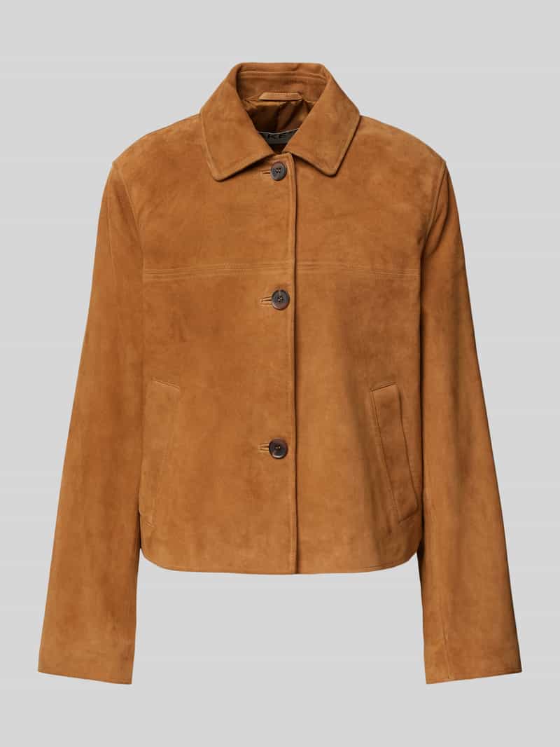 Jake*s Casual Leren jack met strookzakken