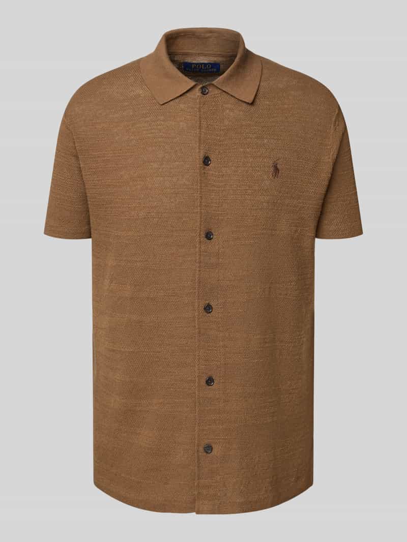 Polo Ralph Lauren Regular fit poloshirt met labelstitching en knoopsluiting