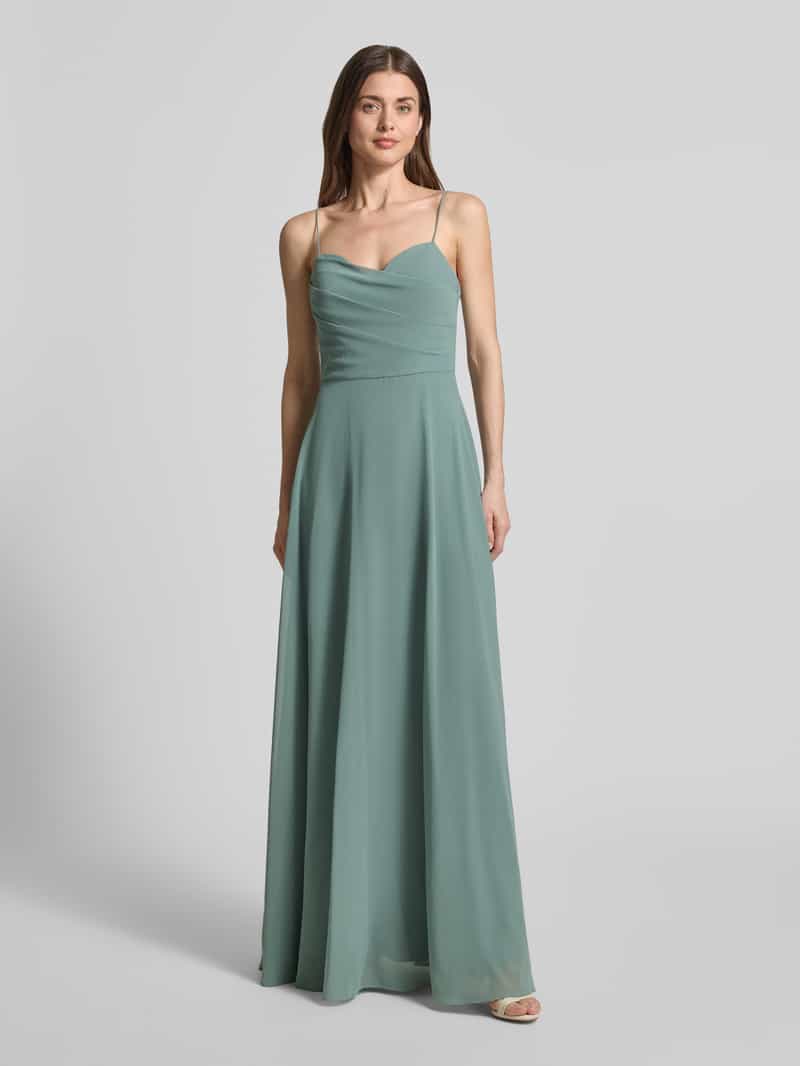 Laona midi-jurk met drapering en spaghettibandjes rietgroen, foto 3