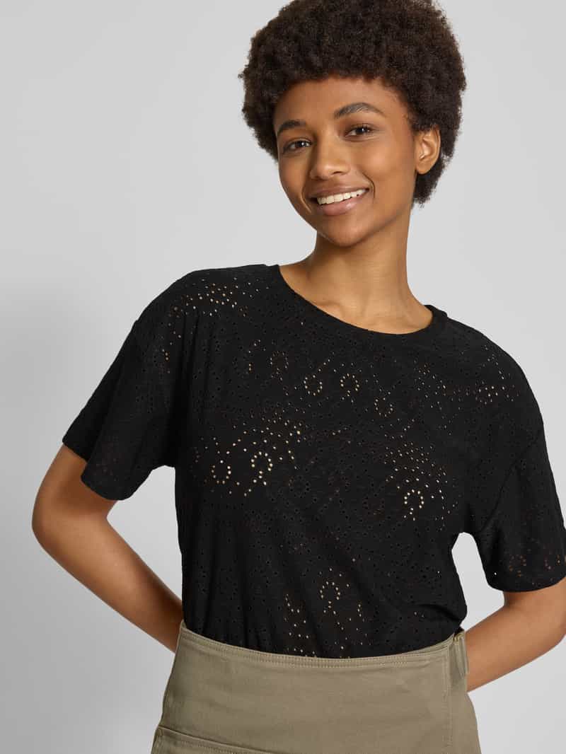Pieces Regular fit T-shirt met etskanteffect model 'ABBY'