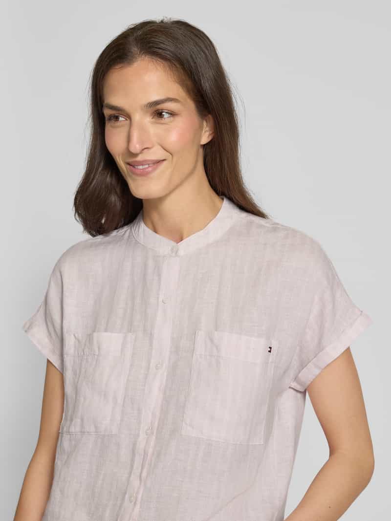Tommy Hilfiger Relaxed fit linnen blouse met korte mouwen