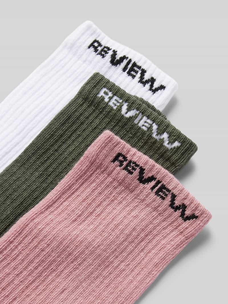 REVIEW Sokken met labelprint in een set van 3 paar