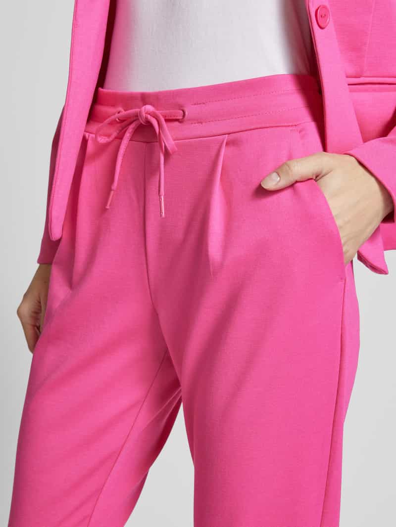 Ichi Slim fit bandplooibroek met elastische band model 'KATE'
