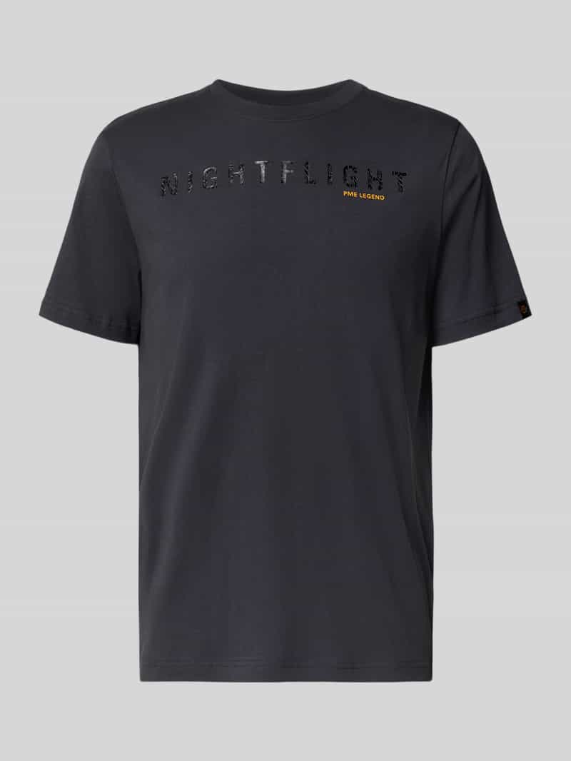 PME Legend T-shirt met statementprint model 'NIGHT FLIGHT CAMPAGNE'