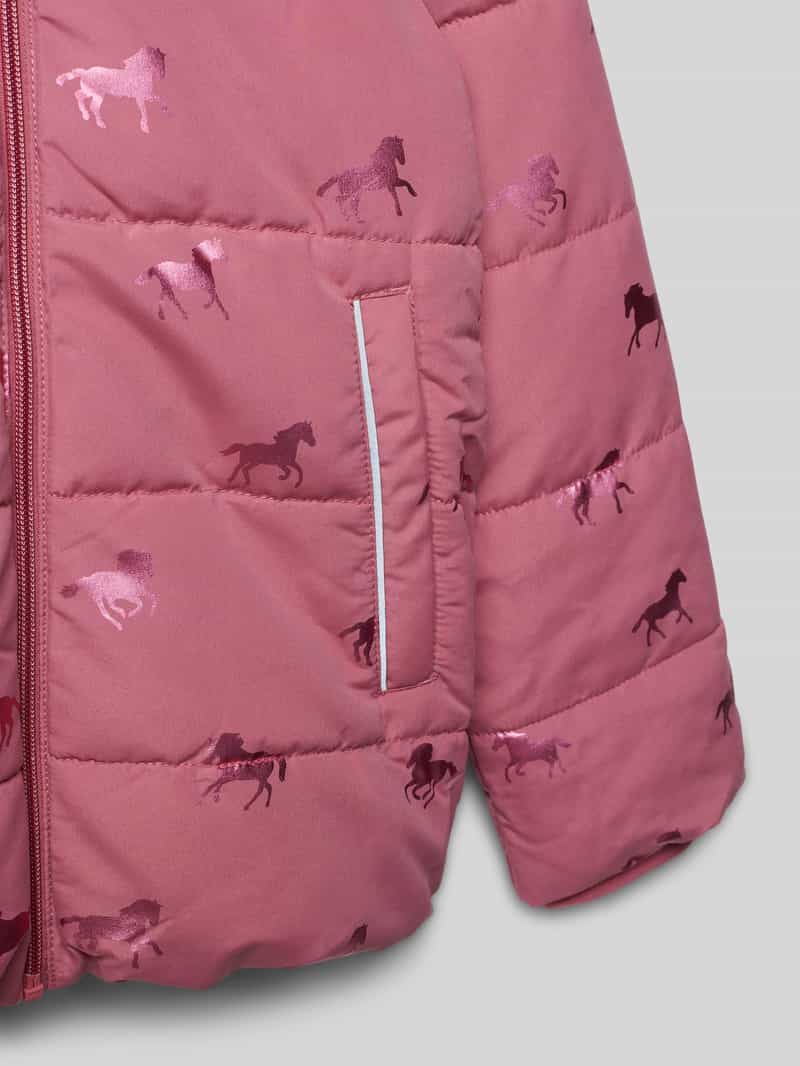 s.Oliver RED LABEL Loose fit gewatteerd jack met glanzende print en fleecevoering