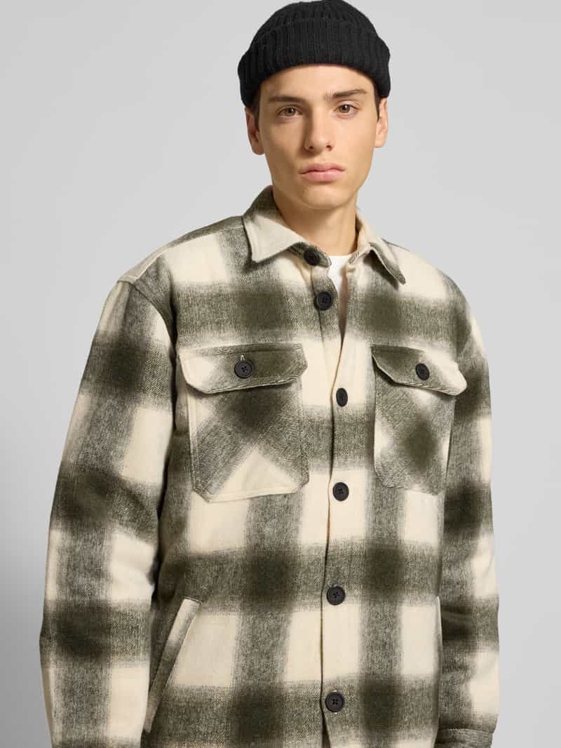 Redefined Rebel Regular fit overhemdjack met kentkraag model 'Rian'