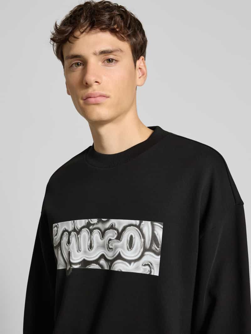 Hugo Blue Regular fit sweatshirt van puur katoen model 'NEWIREX'