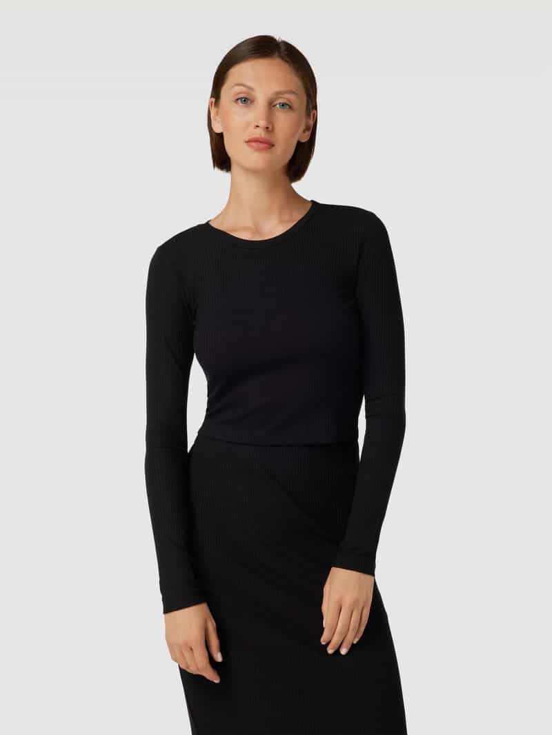 Kort T-shirt met geribde ronde hals Jake*s Casual