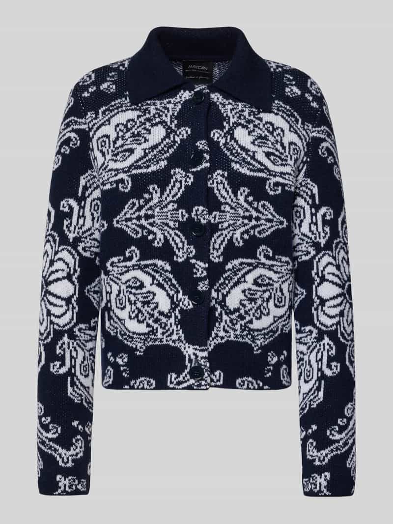 Marc Cain Cardigan van een mix van scheerwol en kasjmier met platte kraag