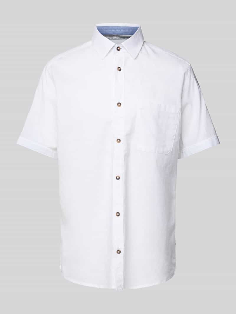 Tom Tailor Regular fit linnen overhemd met korte mouwen