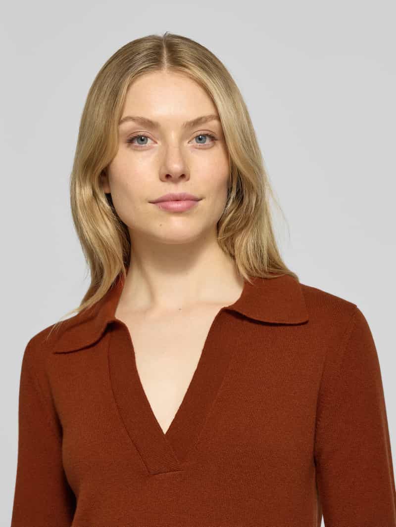 Gant Gebreide pullover van wol met platte kraag en V-hals