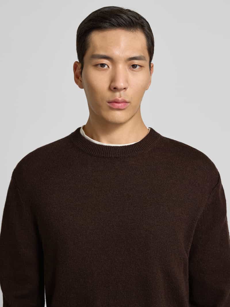 Matinique Gebreide pullover van lamswol met ronde hals