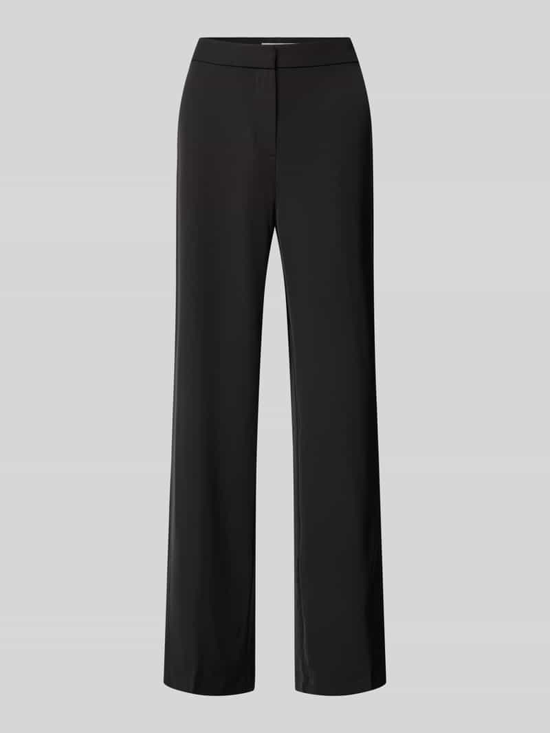 Review High waist stoffen broek met knoop haakjes- en ritssluiting