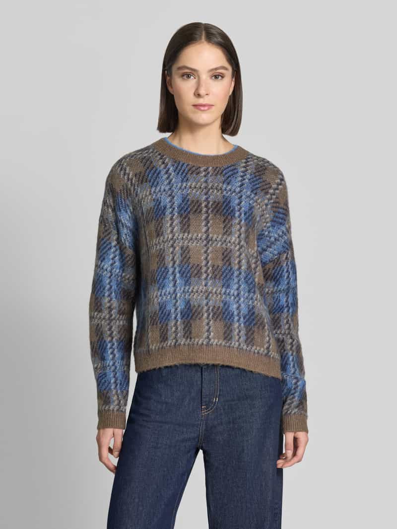 Oui Gebreide pullover in all-over look met ronde hals