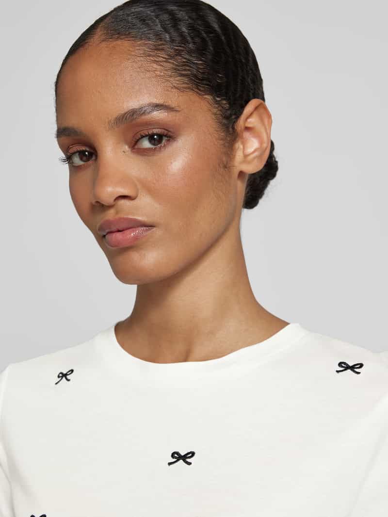 Ichi T-shirt met motiefstitching model 'CAMINO'