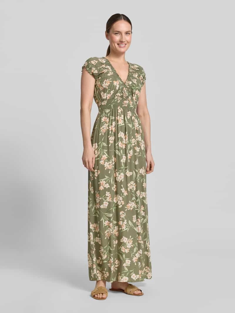 Apricot maxi-jurk van viscose met V-hals groen, foto 5