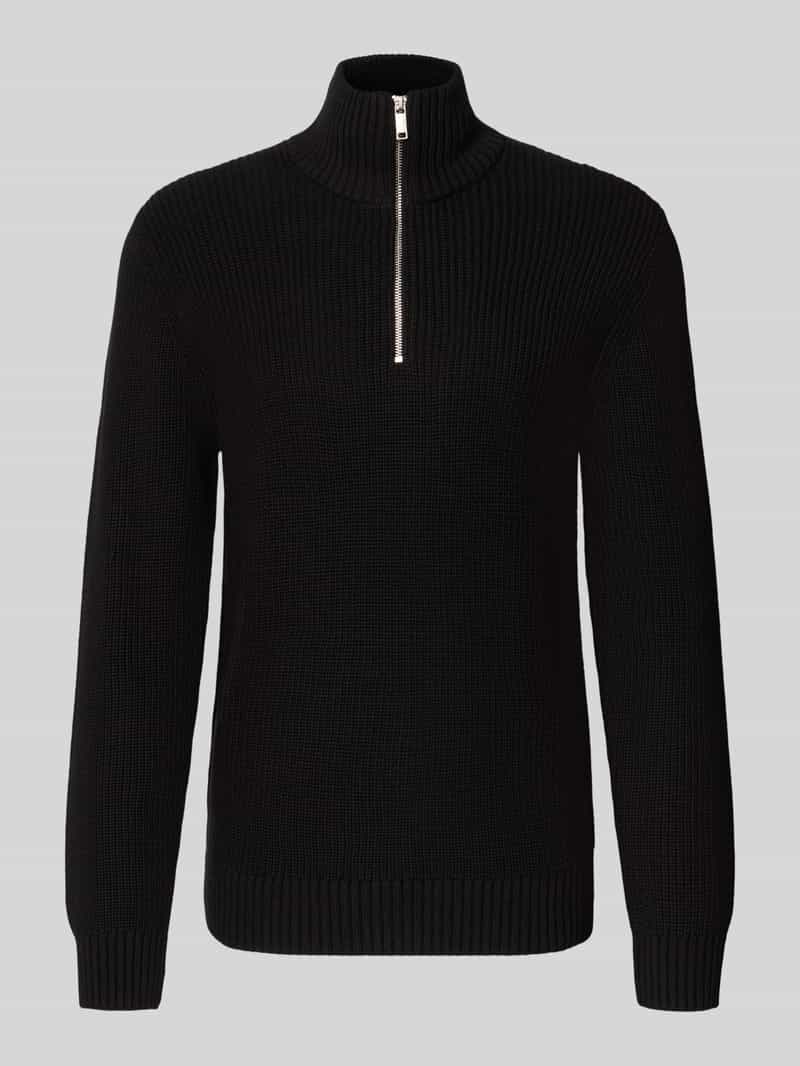 Slim fit gebreide pullover van pure katoen met schipperskraag