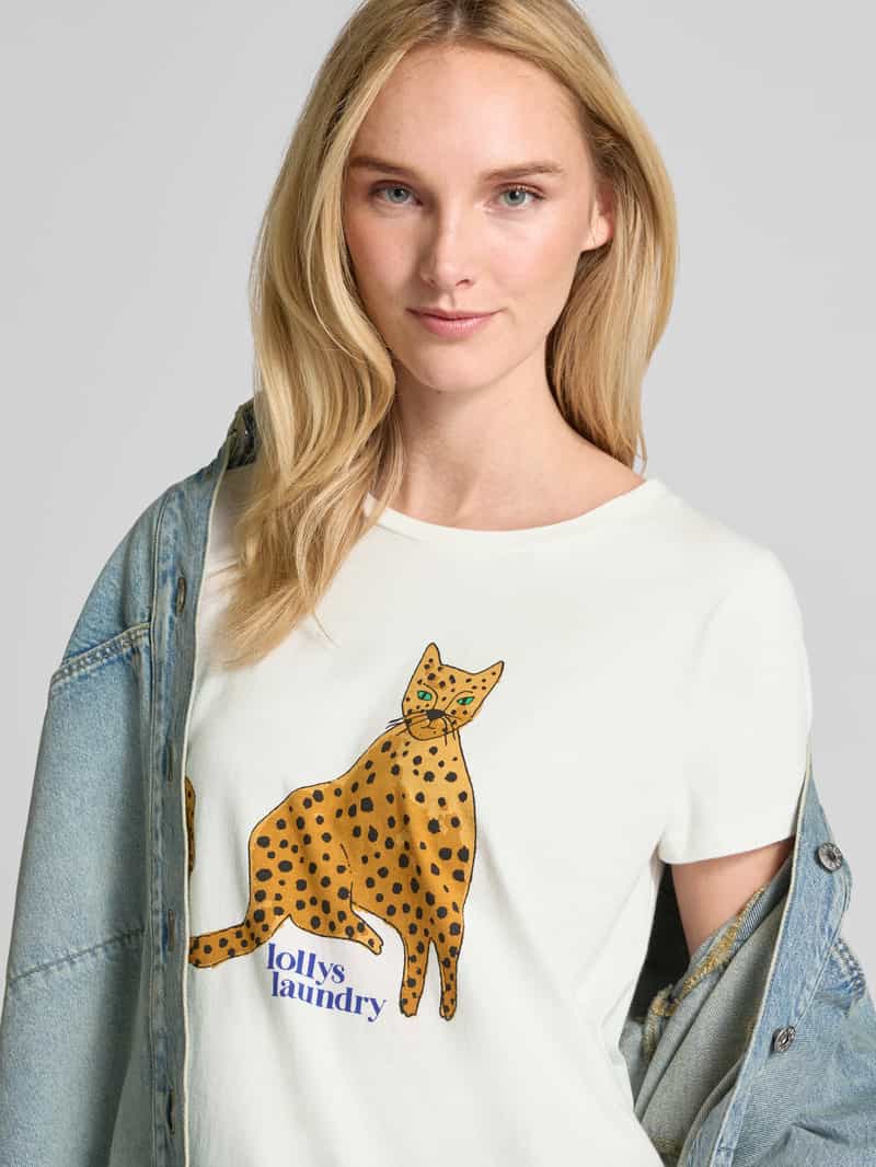 LOLLYS LAUNDRY T-shirt met labelprint model 'Roma'