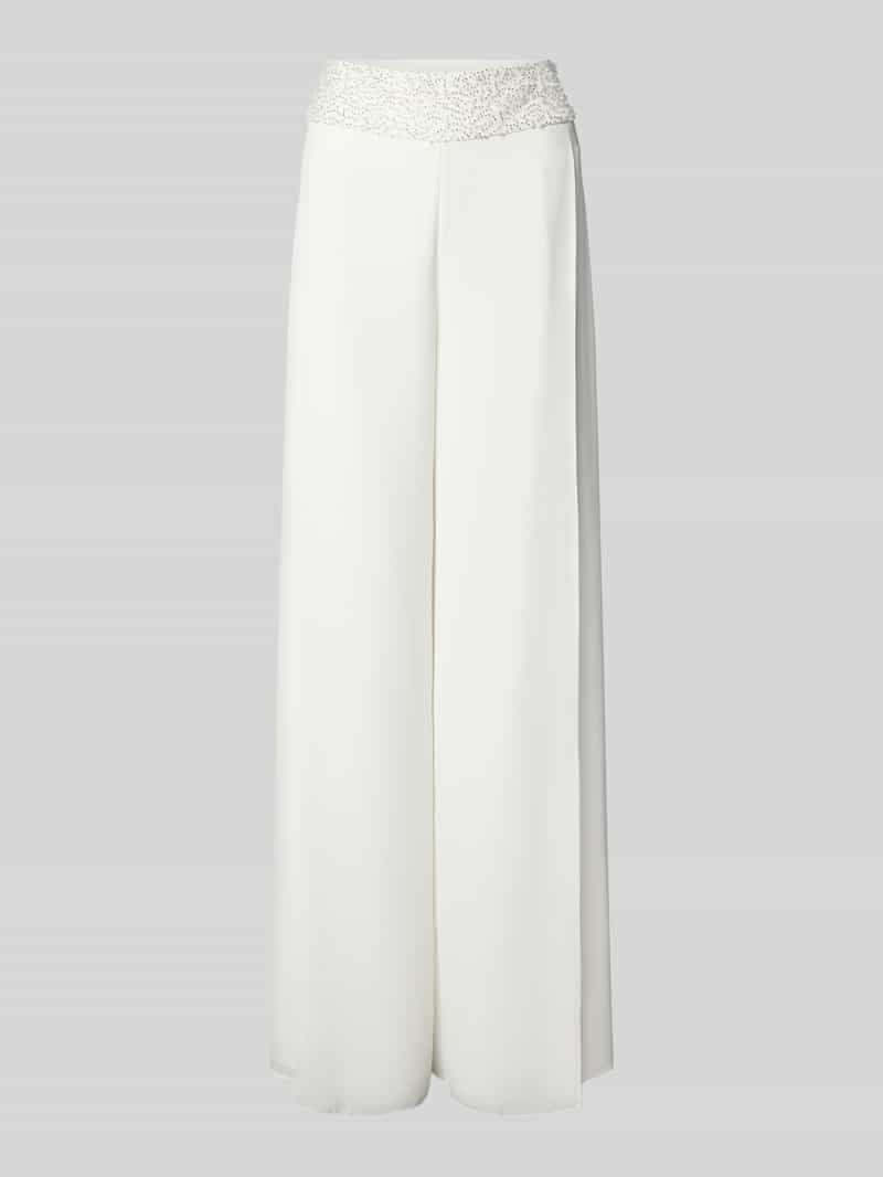 Marc Cain Wide fit broek met kralen en ritssluiting opzij
